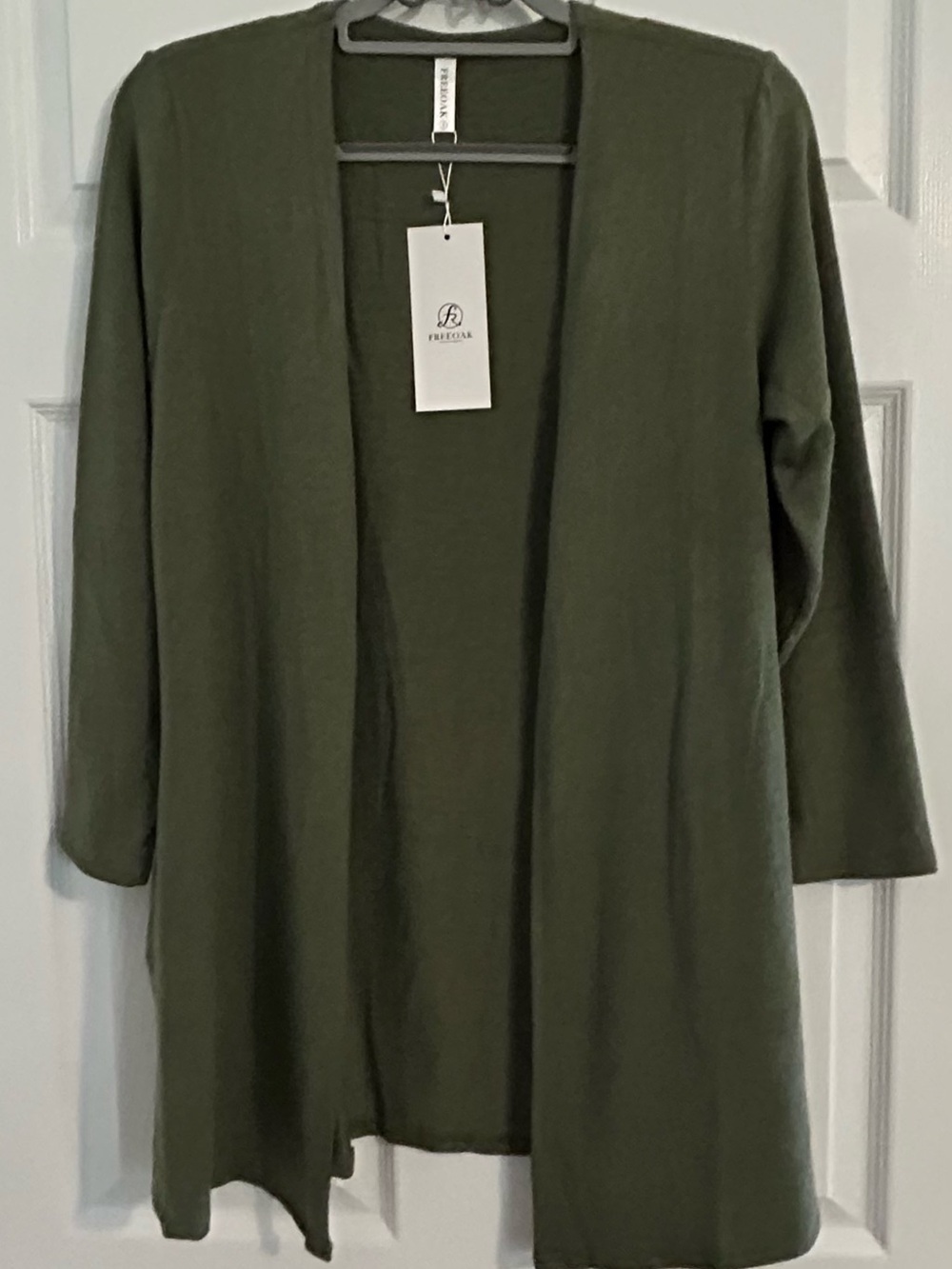 Amazon Olive Green Open-Front Knit Cardigan